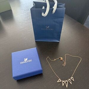 Swarovski Rose Gold Funk Necklace triangle with box and bag